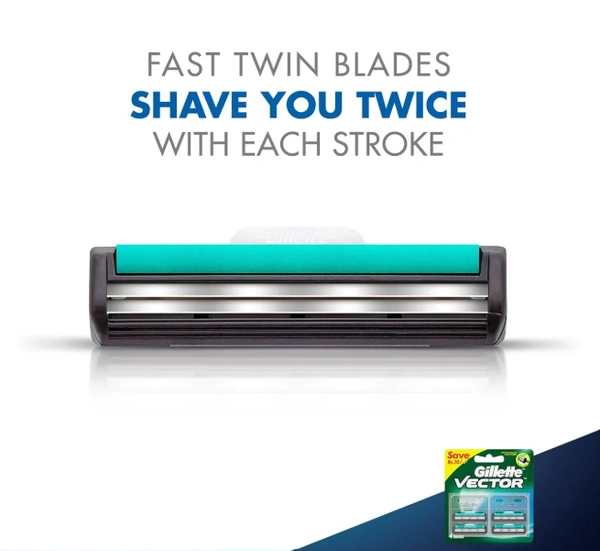 Gillette Vector+ Cartridges, Shaving Razor Blades - 4N