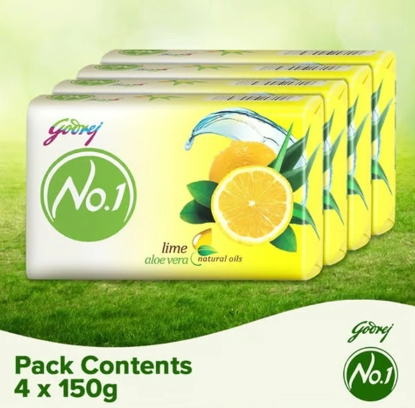 Godrej No.1 Lime Aloe vera natural Oils-Buy 3 Get 1 Free-600gm(4U * 150gm)