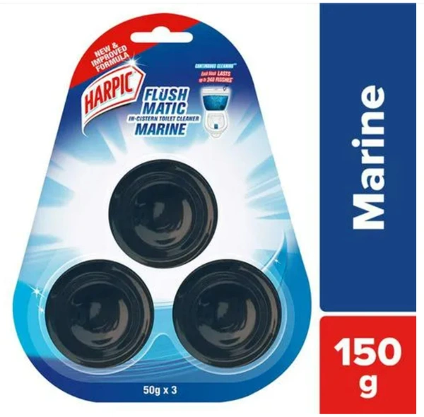 Harpic Flush Matic In-Cistern Marine Toilet Cleaner 3x50gm, 240 Flushes