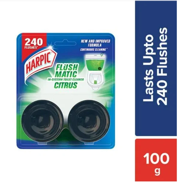 Harpic Flush Matic In-Cistern Toilet Cleaner Citrus 2x50gm