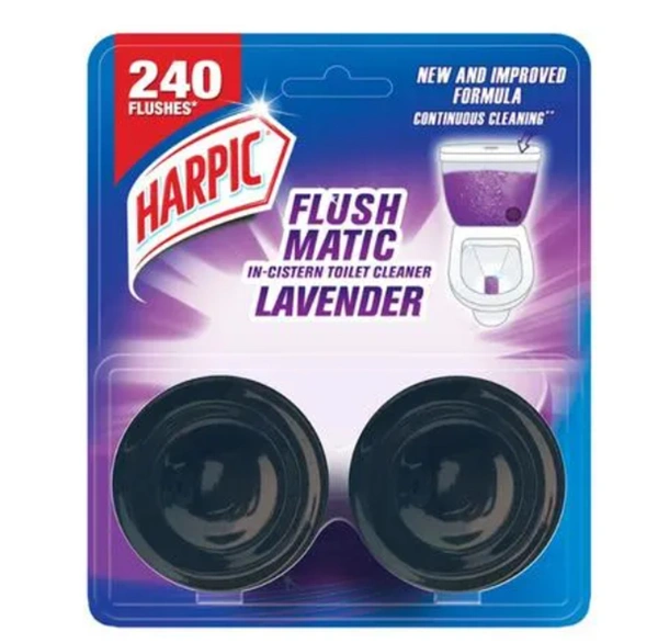 Harpic Flush Matic In-Cistern Toilet Cleaner - Lavender, 2U x 50gm