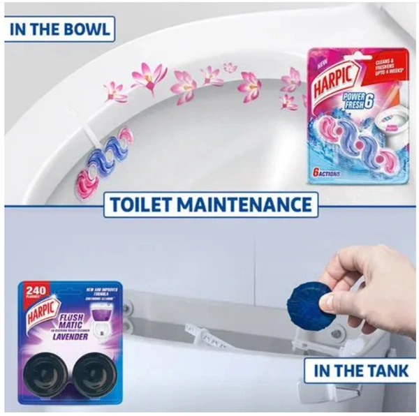Harpic Flush Matic In-Cistern Toilet Cleaner - Lavender, 2U x 50gm