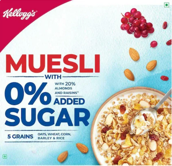 Kelloggs Muesli with 0% Added Sugar, 5 Grains - 500gm