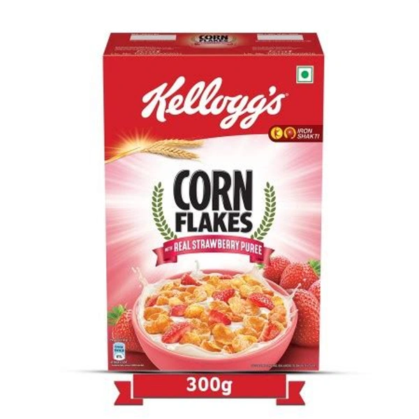 Kelloggs Corn Flakes with Real Strawberry Puree-300gm