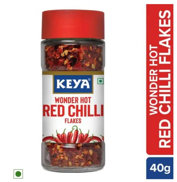 Keya Wonder Hot Red Chilli Flakes, 40gm bottle