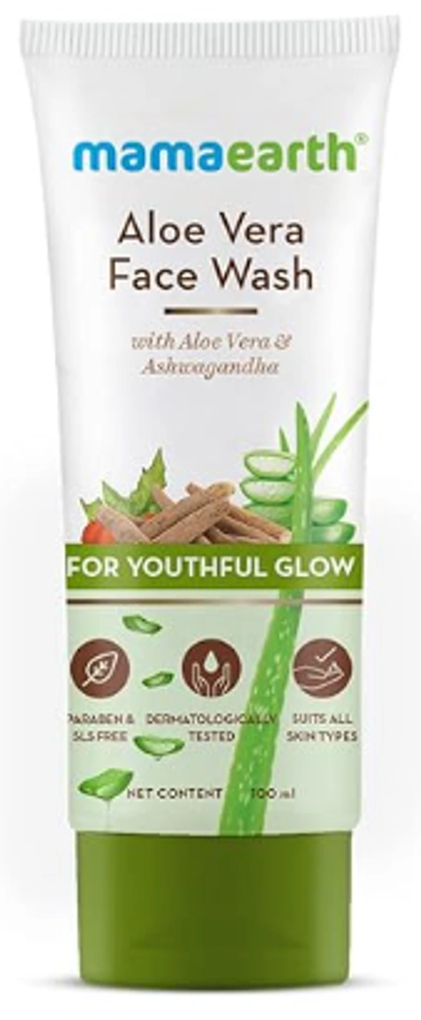 Mamaearth Aloe Vera Face Wash-For Youthful Glow, 100ml
