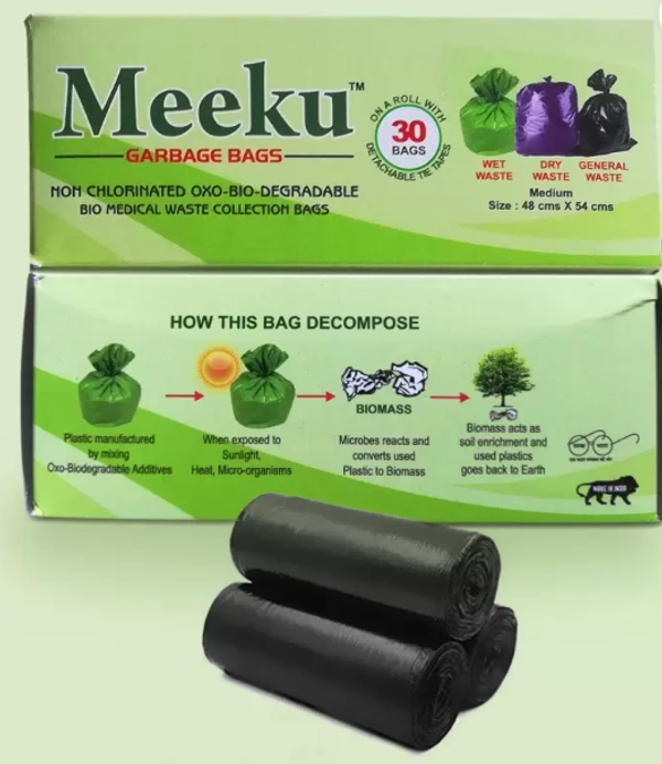 Meeku Garbage Bags - 30 , Medium 48cms x 54cms