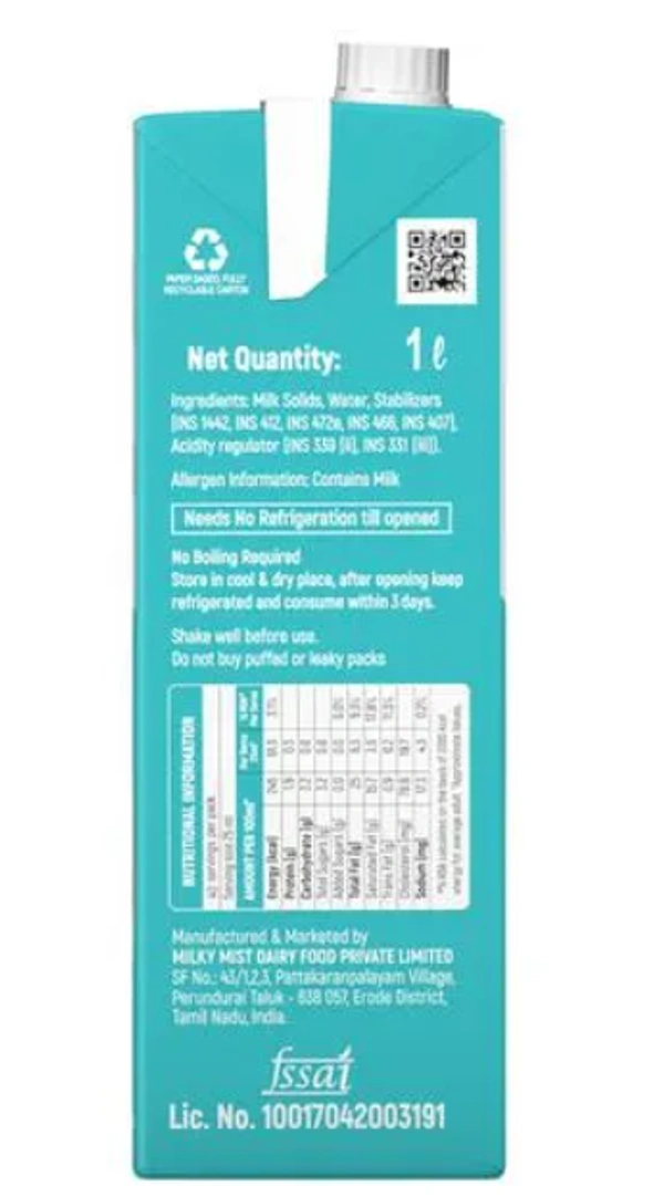 Milky Mist Cream, 25% Milk Fat, 1ltr