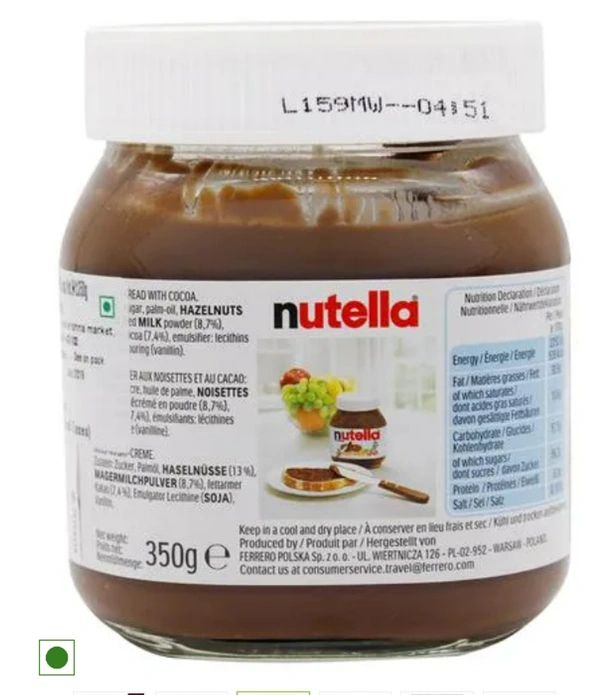 Nutella Ferrero Hazelnut Spread with Cocoa, Jar - 350gm