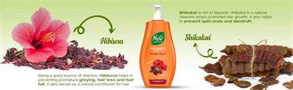 Nyle Natural Anti Hair Fall Shampoo Shikakai  & Hibiscus , Damage Repair 400ml