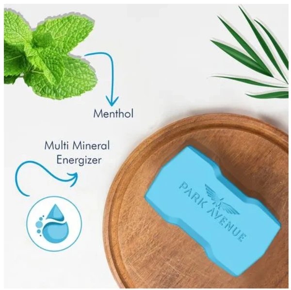 Park Avenue Premium Men's Soap Cool Blue, Menthol + Multi - Mineral Energizers 4N x 125gm