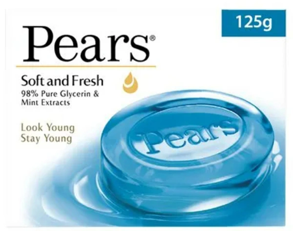 Pears Soft & Fresh 98% Glycerine & Mint Extracts Soap Bar 125gm
