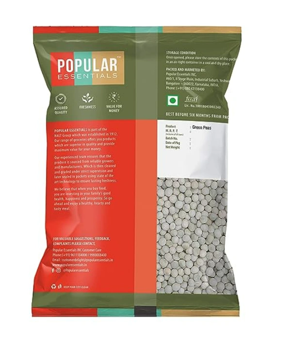 Popular Essentials Green Peas-500gm