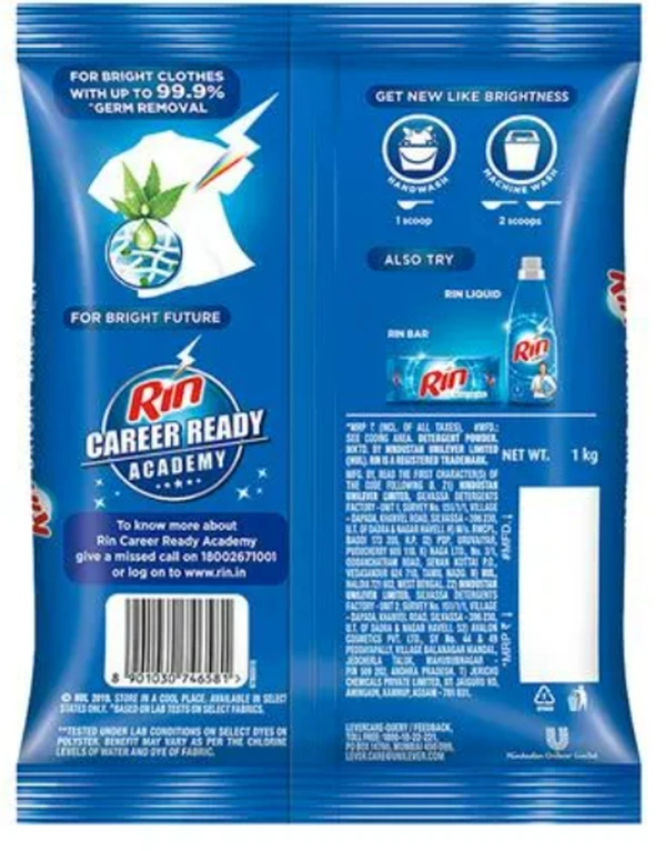 Rin Detergent Washing Powder, Anti Bacterial-1kg
