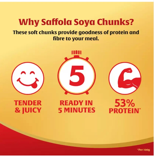Saffola Meal maker Soya Chunks, Tender & Juicy, Ready in 5 Mins, 200gm