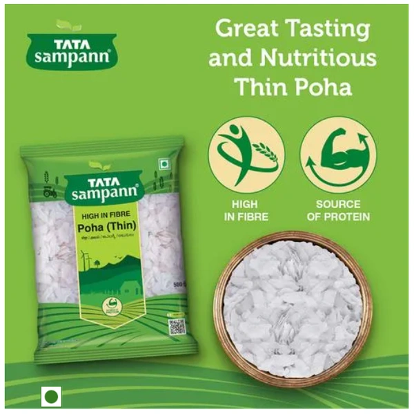 Tata Sampann Poha / Rice flakes / Avalakki, Thin - 500gm