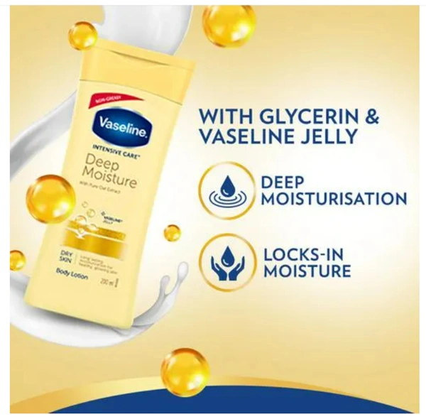 Vaseline Intensive Care Deep Moisture Body Lotion -Dry Skin, Long Lasting Moisturization, 200 ml