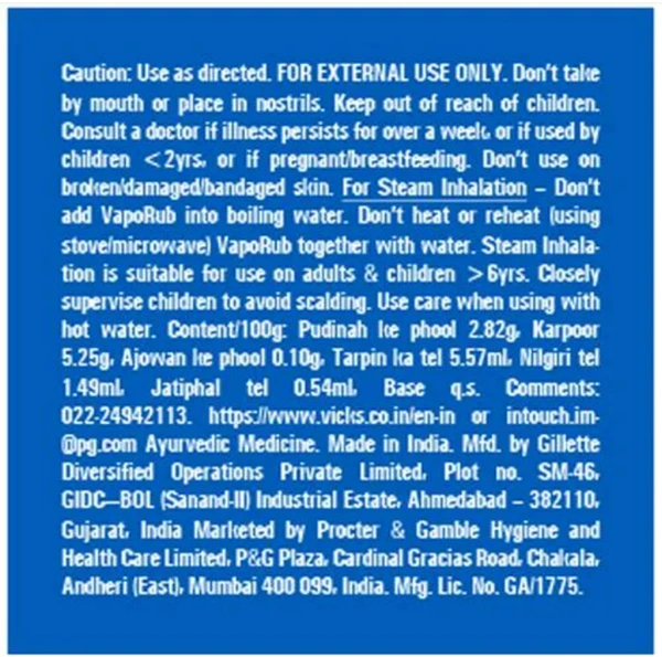 Vicks VapoRub Relieves 6 Cough & Cold Symptoms 25ml