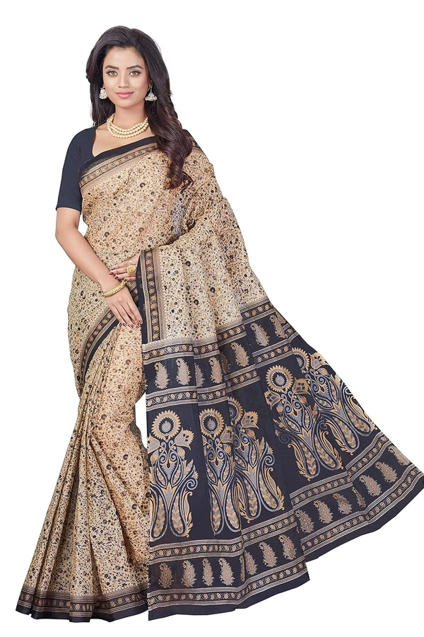 OURPLANET Women's Pure Cotton Printed Saree Without Blouse Piece