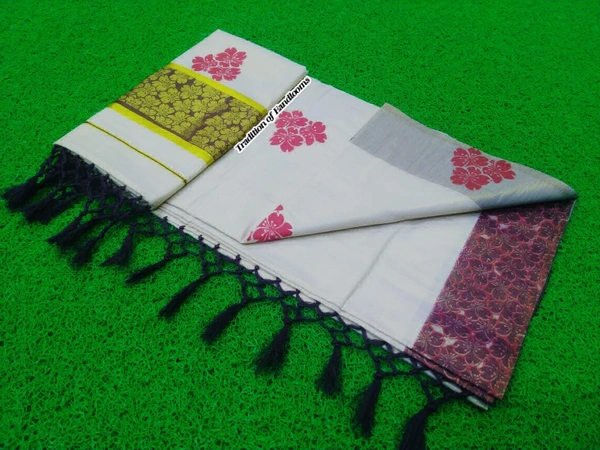 Golden Tissue Fancy Print Saree 6.25 mtr from Kuttampalli