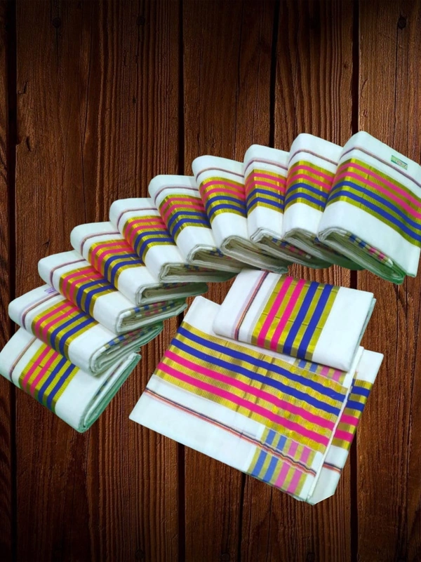 Kerala Cotton Good Fancy Print Set Mundu