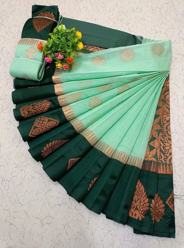Uppada Type Rich Silk Cotton Korvai Kottanji Sarees - GREEN_LIGHTGREEN