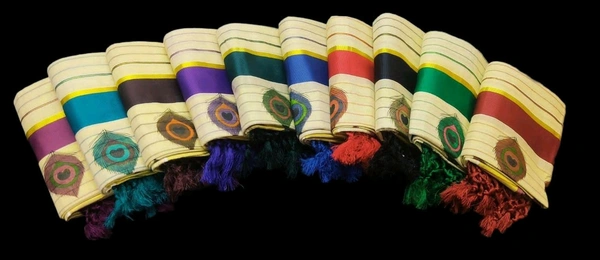 Golden Tissue Fancy Print Saree 6.25 mtr - Kerala Set Mundu- Onam Special 