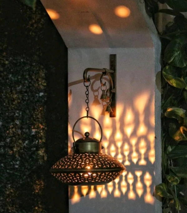 Metal Incense Burner / Tea Light Holder with Hanger and Bells