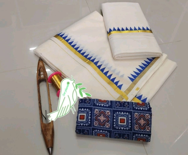 Trending Temple design set mund with ajrakh blouse 