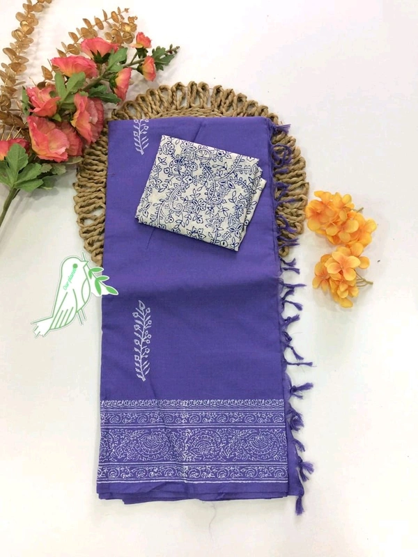 Quality Mix Cotton Saree With Separate Blouse 