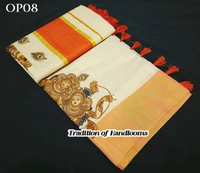 Kerala bridal Golden tissue ready to wear saree 6.25 mtr, Kerala Saree, Vishu saree ,Onam Saree / Handmade designs, Kerala - OP02