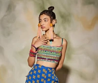 Blue Cotton Silk - M, Yellow
