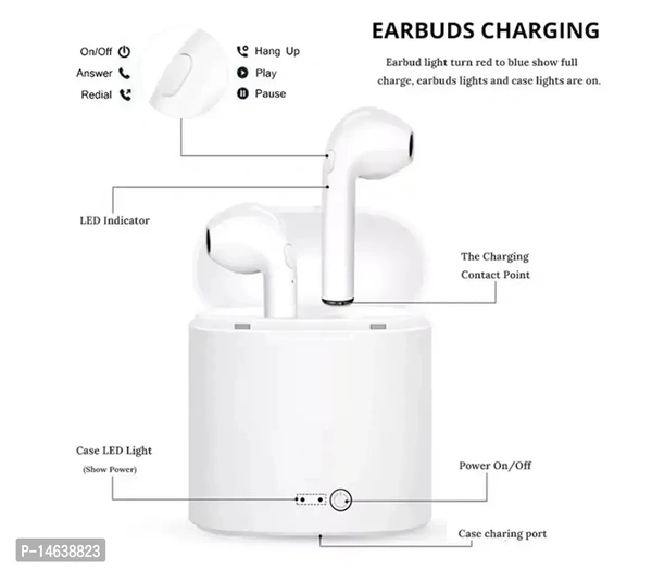 Boat Tunifi Earbuds I7s Tws 30 Ghante Thak Playback Wireless Bluetooth Headphone Airpods Ipod buds Bluetooth Headset  - White