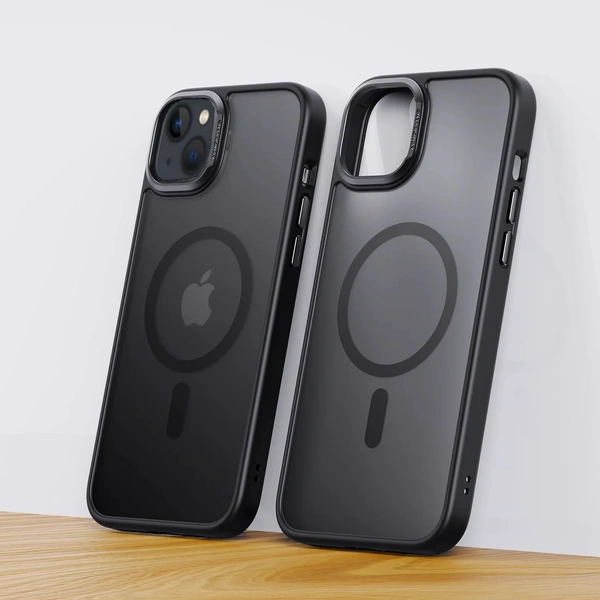 visitvilla iPhone 15 Plus Cover : Frosted Matte MagSafe Case with Armor Metal Camera Lens