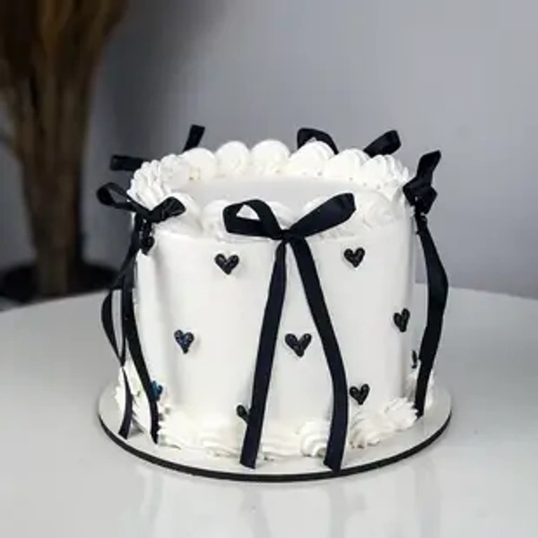 Black Ribbon Vanilla Cake