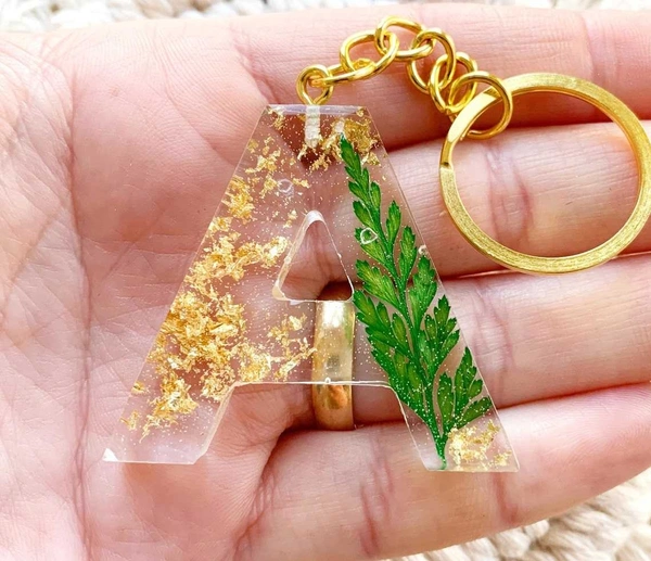 Resin Keychain Alphabet Keychain A - Teal