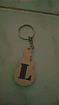 Wooden Guitar Model Letter Keychain
