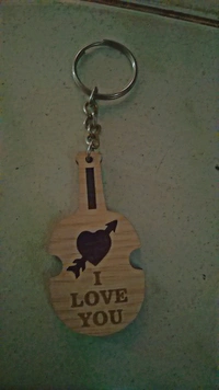 Wooden Guitar Model Letter Keychain