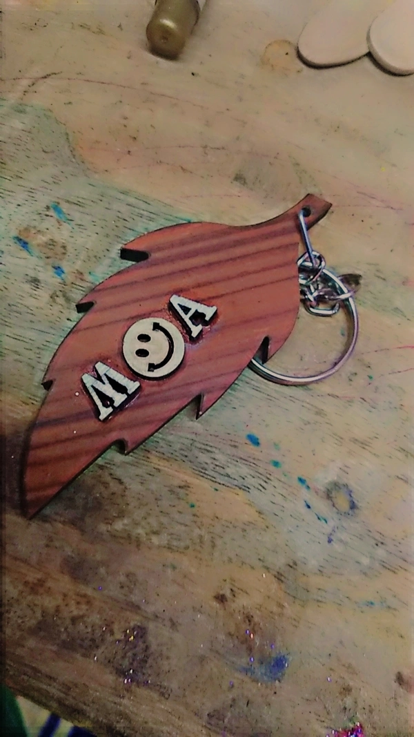 Wooden Name Stamping Keychain