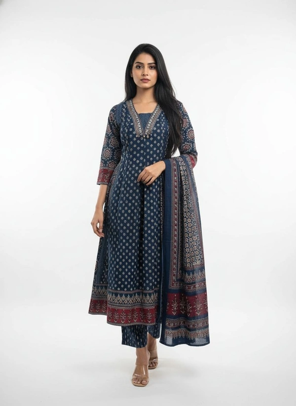 Anarkali Suit Set with V-Neckline