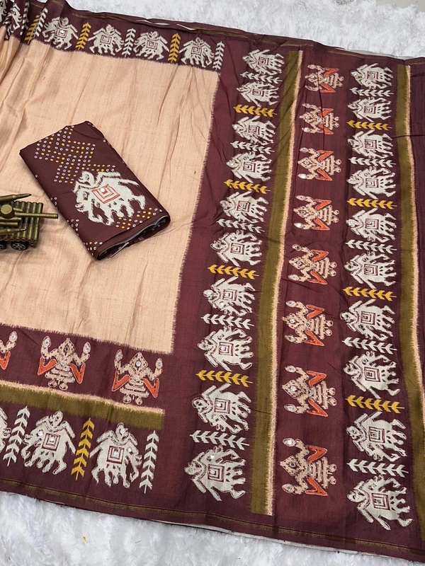 Banarasi Fusion Saree with Gota Patti and Mirror Work