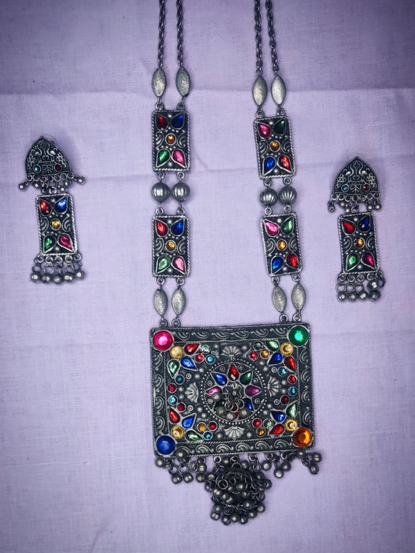 Necklace Set  Oxidised - With Earrings - Hurry up 