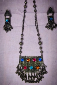 Necklace Set  Oxidised - With Earrings - Hurry up 