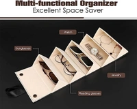 Black 5 Slots Foldable PU Leather Sunglasses Organizer