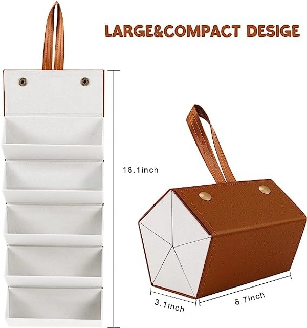 Brown 5 Slots Foldable PU Leather Sunglasses Organizer