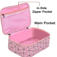 Pink Diamond Print Zipper Cosmetic Bag