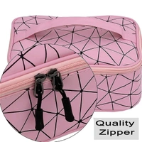 Pink Diamond Print Zipper Cosmetic Bag