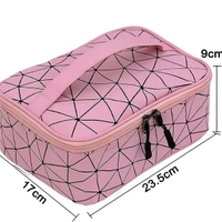 Pink Diamond Print Zipper Cosmetic Bag