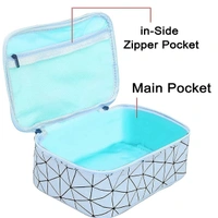 Blue Diamond Print Zipper Cosmetic Bag