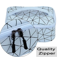 Blue Diamond Print Zipper Cosmetic Bag